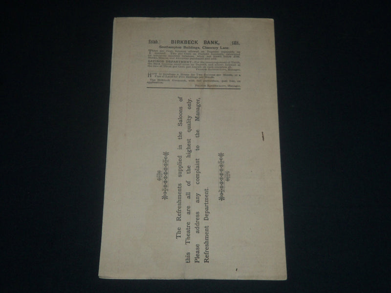 1892 OCTOBER 3 A LUCKY DOG TERRY'S THEATRE PROGRAM - LONDON - J 4217