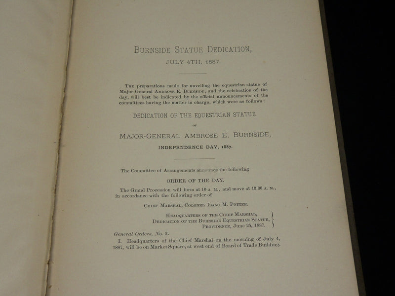 1887 JULY 4 AMBROSE E. BURNSIDE STATUE & DEDICATION HARDCOVER BOOK - KD 6480