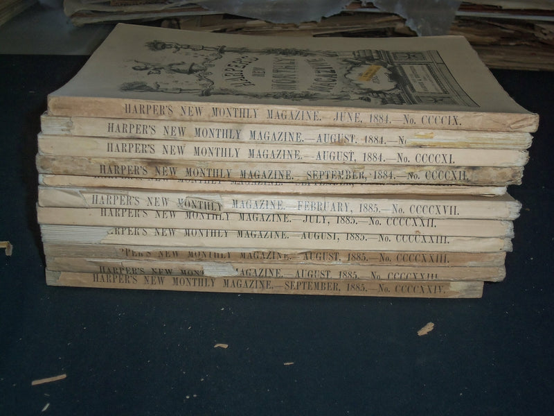 1884-85 HARPER'S MONTHLY MAGAZINE-LOT 11 ISSUES-NICE ILLUSTRATIONS & ADS-WR 466K