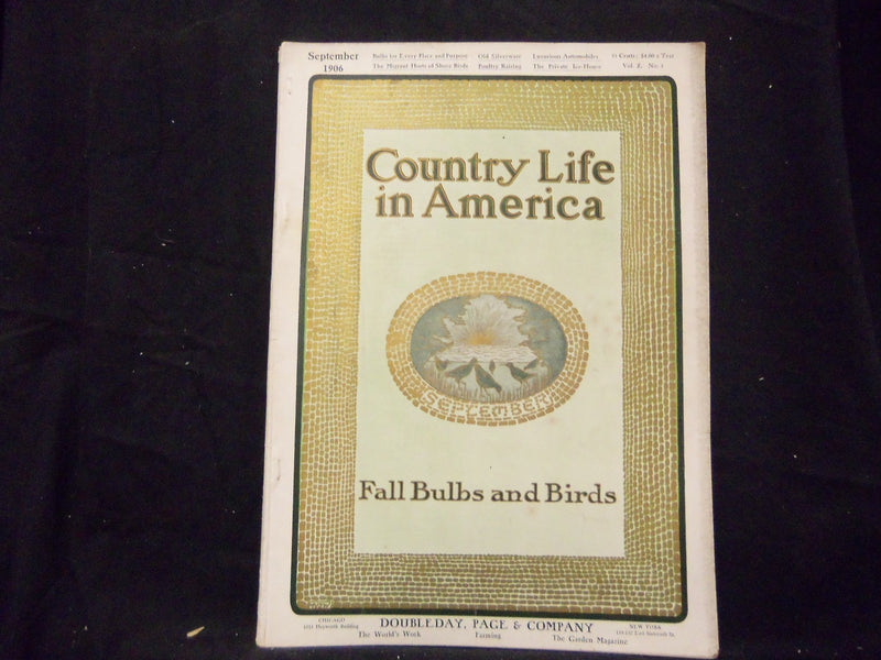 1906 SEPTEMBER COUNTRY LIFE IN AMERICA MAGAZINE - GREAT COVER & ADS - ST 1392