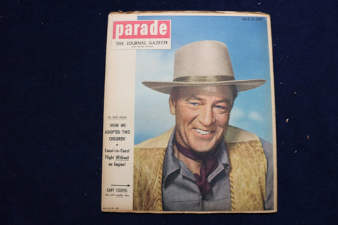 1954 MARCH 21 PARADE MAGAZINE - GARY COOPER COVER - E 22324
