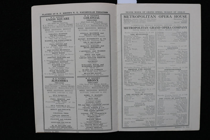 1913 JANUARY 11 THE CAST NEW YORK AMUSEMENT GUIDE - VIRGINIA HARNED - K 2753