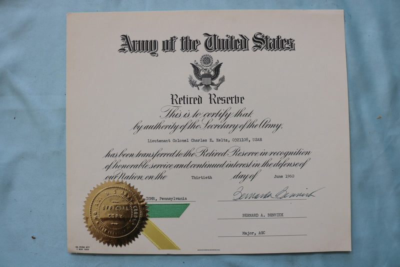 LT. COLONEL EDWARD KELTZ EPHEMERA LOT - K 3443
