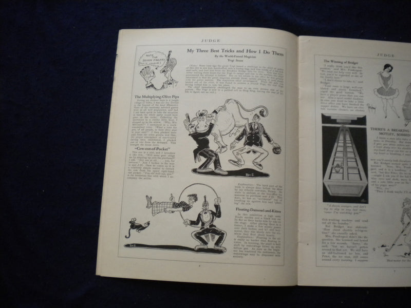 1928 AUGUST 4 JUDGE MAGAZINE - DR. SEUSS ILLUSTRATIONS -PLAYING A DIMPLE- B 436Z