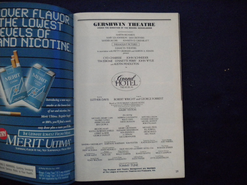 1991-1992 GRAND HOTEL THE MUSICAL PLAYBILL - LOT OF 2 - 3 SIGNATURE - J 8312