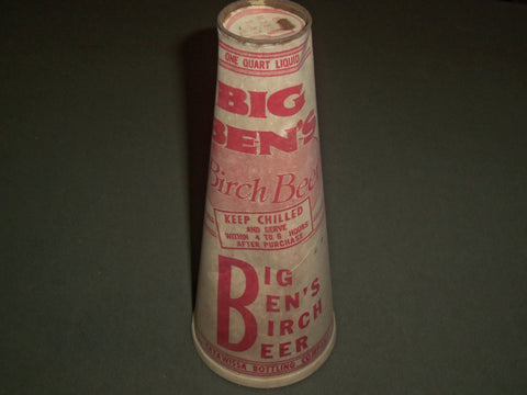 VINTAGE BIG BEN'S BIRCH BEER 1 QUART LIQUID CONTAINER - CATAWISSA PA