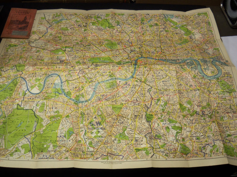 1940'S BACON'S LARGE PRINT MAP OF LONDON AND SUBURBS - LINEN BACKED - K 2022