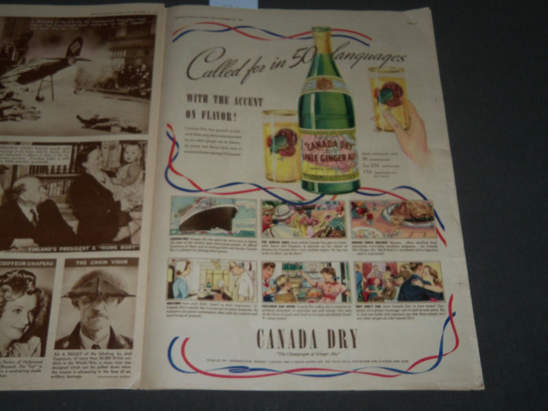 1939 NOVEMBER 26 BOSTON GLOBE PICTORIAL MAGAZINE - THANKSGIVING - NP 2936