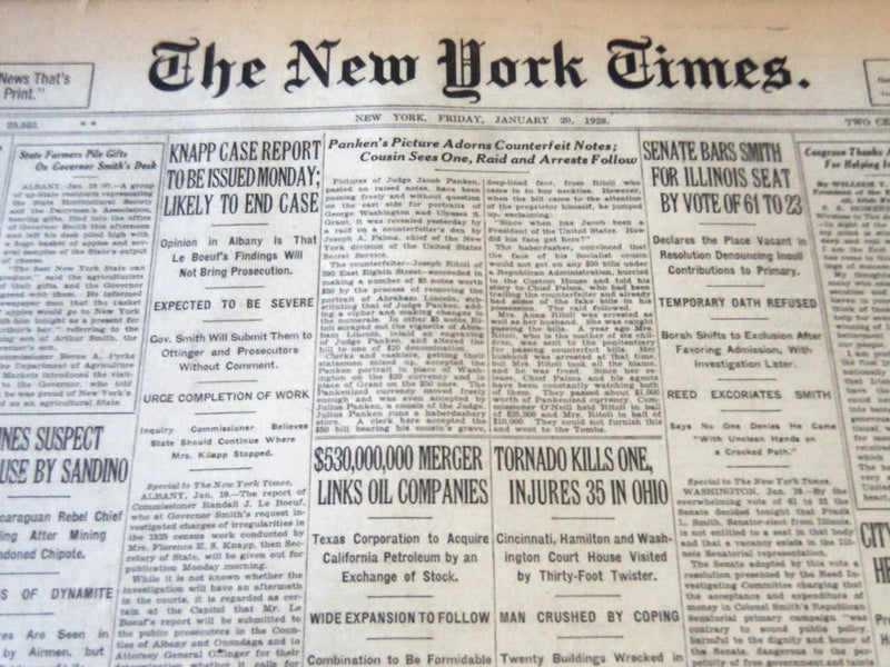 1928 JAN 20 NEW YORK TIMES - KNAPP CASE REPORT TO BE ISSUED MONDAY - NT 6520