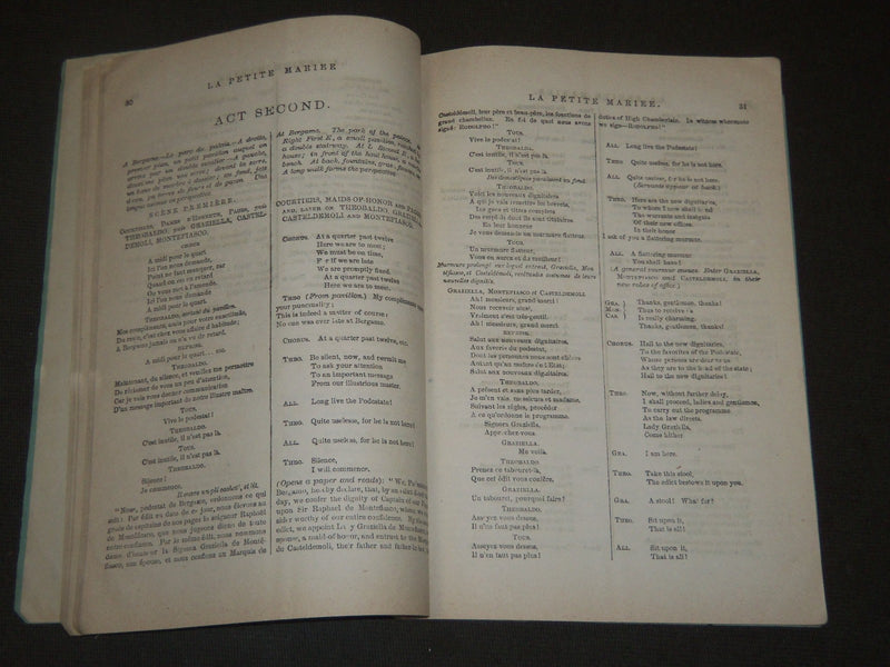 1876 LA PETITE MARIEE OPERA PROGRAM 