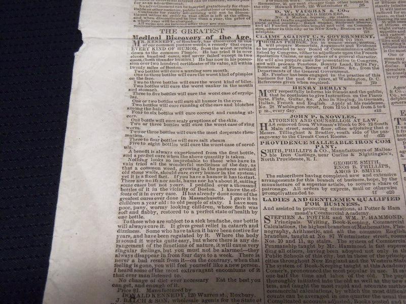 1855 APRIL 11 THE PROVIDENCE DAILY JOURNAL NEWSPAPER - THE ELECTION - NP 3877D