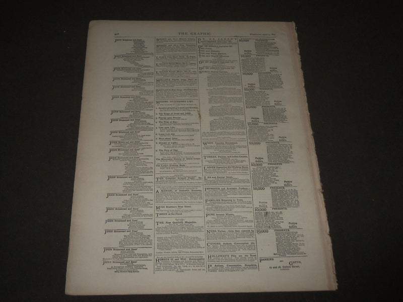 1874 APRIL 25 GRAPHIC SUPPLEMENT LIFE & LABOURS OF DAVID LIVINGSTONE - NP 2945