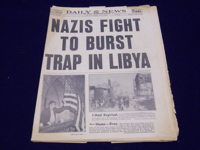 1942 JUNE 2 NEW YORK DAILY NEWS - NAZIS FIGHT TO BURST TRAP IN LIBYA - NP 1931