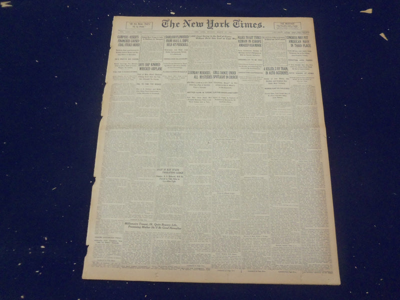 1922 MARCH 27 NEW YORK TIMES - BABE RUTH INJURED AS YANKEES LOSE - NT 8324