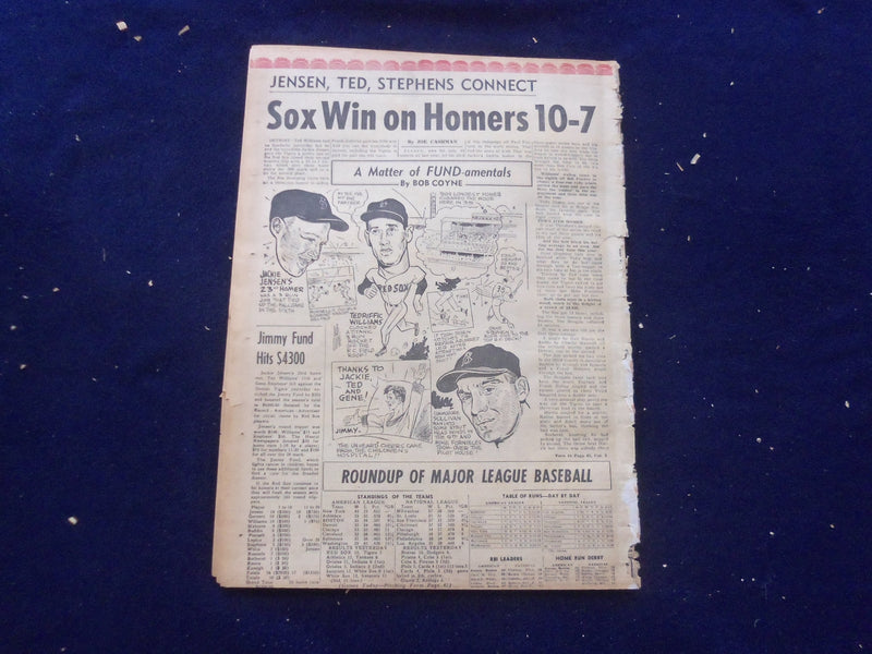 1958 JUNE 30 BOSTON RECORD AMERICAN NEWSPAPER-2 JETS RACE SUN IN RECORD- NP 6258