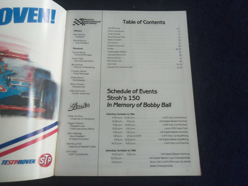 1984 OCTOBER 13-14 STROH'S 150 INDY CAR AUTO RACE RACING PROGRAM - SP 3804S