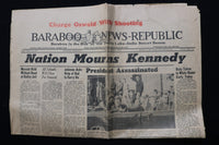 1963 NOVEMBER 23 BARABOO NEWS REPUBLIC NEWSPAPER - NATION MOURNS KENNEDY- K 2942