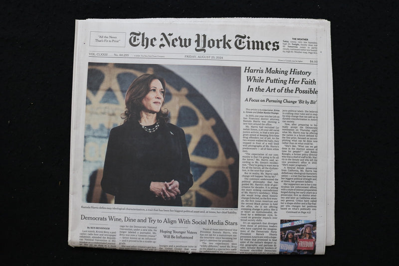 2024 AUG 23 NEW YORK TIMES-HARRIS MAKING HISTORY PUTTING FAITH ART OF POSSIBLE