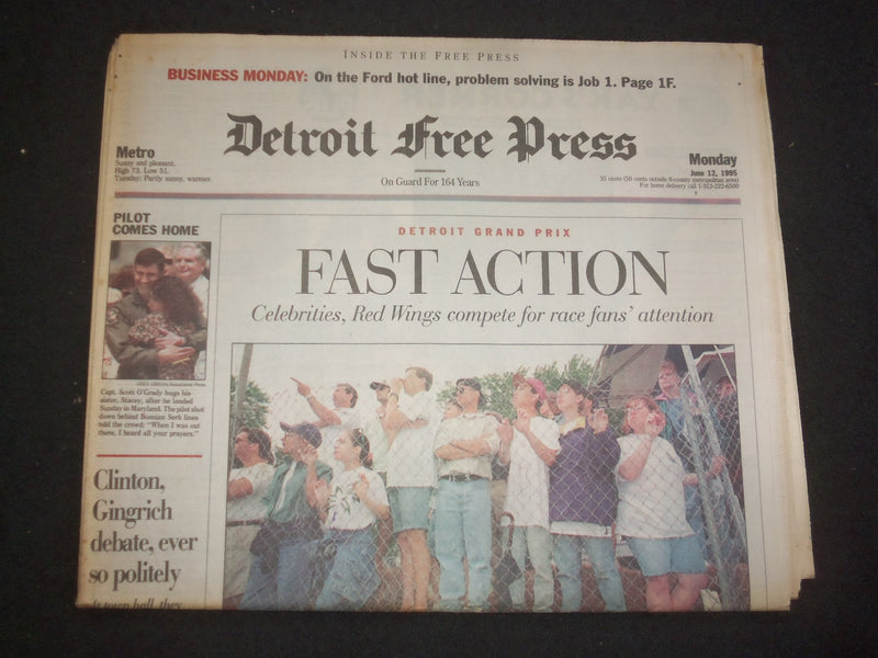 1995 JUNE 12 DETROIT FREE PRESS NEWSPAPER - DETROIT GRAND PRIX - NP 7635