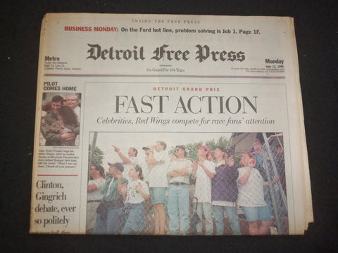 1995 JUNE 12 DETROIT FREE PRESS NEWSPAPER - DETROIT GRAND PRIX - NP 7635