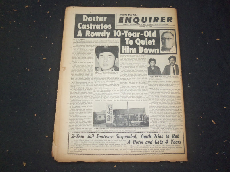 1966 AUG 28 NATIONAL ENQUIRER NEWSPAPER -SINATRA AND MIA FARROW MARRIED- NP 7420