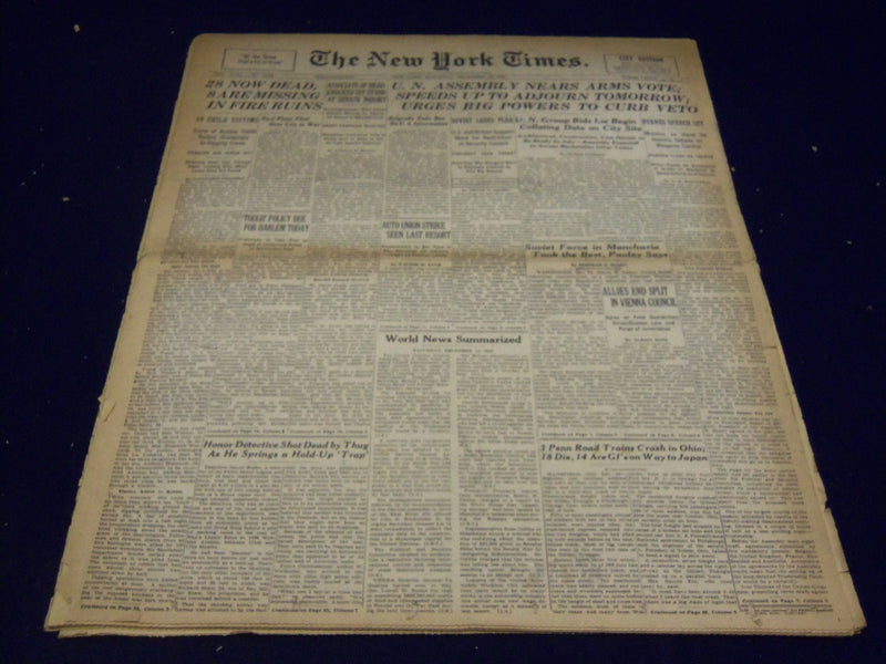 1946 DEC 14 NEW YORK TIMES - 28 NOW DEAD IN FIRE RUINS - NT 2348