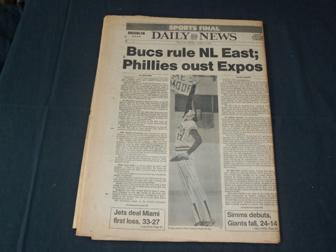 1979 OCT 1 NEW YORK DAILY NEWS NEWSPAPER-PITTSBURGH PIRATES WIN NL EAST- NP 3577