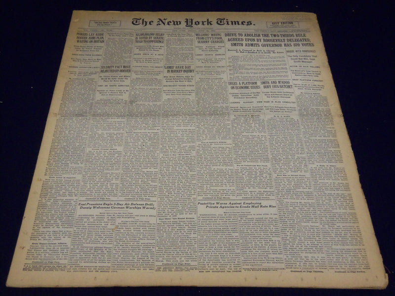 1932 JUNE 24 NEW YORK TIMES - ROOSEVELT HAS 570 VOTES - NT 4035