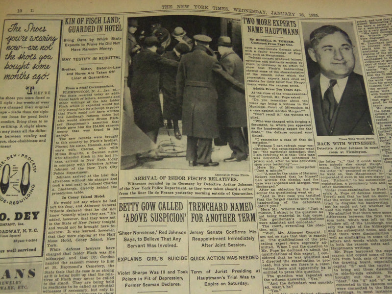 1935 JAN 16 NEW YORK TIMES - EXPERTS NAME HAUPTMANN AS WRITER OF NOTES - NT 2013