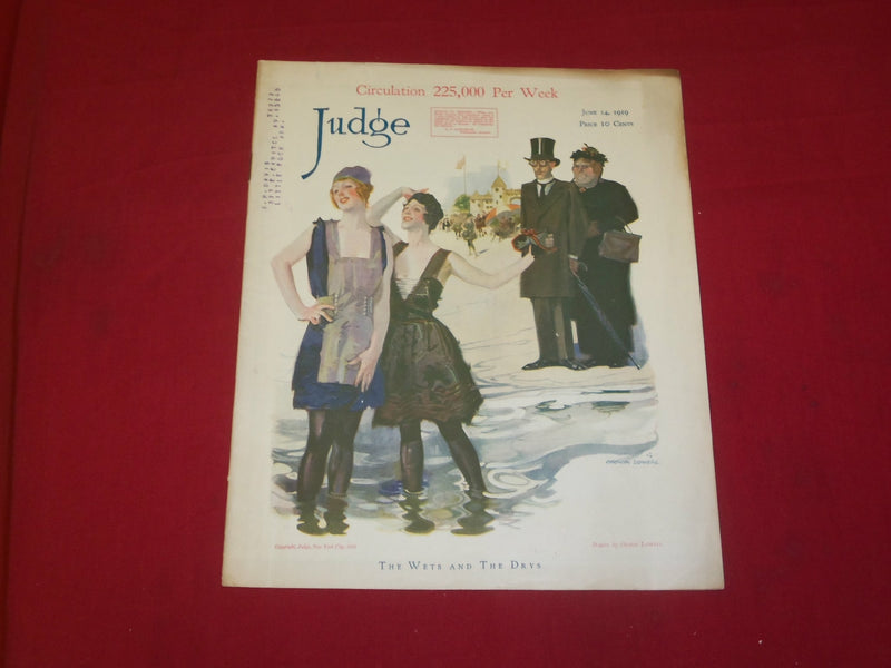 1919 JUNE 14 JUDGE MAGAZINE - THE WETS AND THE DRYS - ILLUSTRATIONS - B 6084