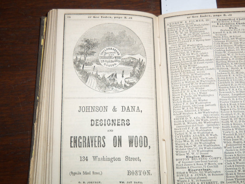 1861 THE BOSTON ALMANAC W/ FOLD OUT MAP - 3 3/8