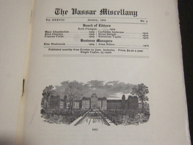1909 EARLIEST YEARS AT VASSAR FRANCES A. WOOD BOOK - J 2336