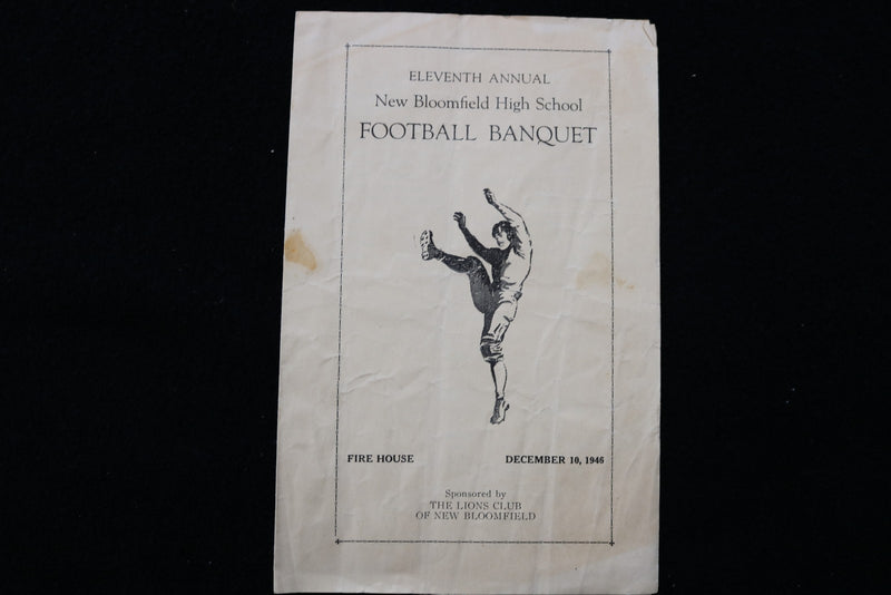 1946 DECEMBER 10 NEW BLOOMFIELD HIGH SCHOOL FOOTBALL BANQUET PROGRAM - K 2846