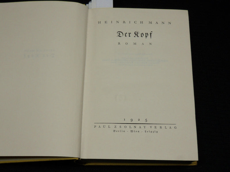 1925 DER KOPF HARDCOVER BOOK BY HEINRICH MANN - GERMAN - KD 7421