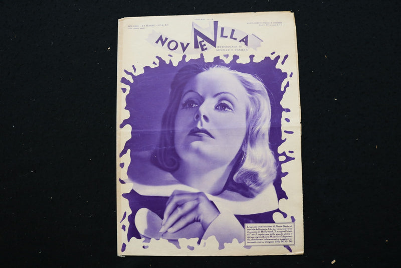 1934 MARCH 25 NOVELLA MAGAZINE - GRETA GARBO COVER - E 25599