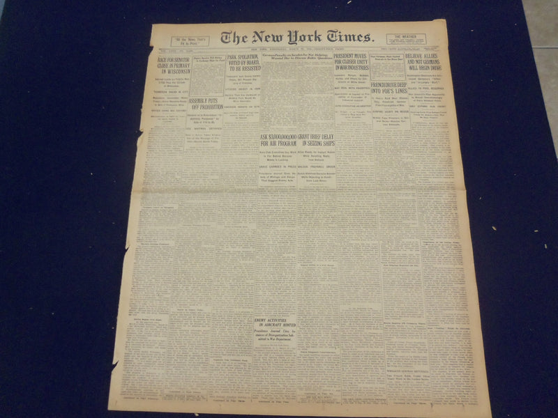 1918 MARCH 20 NEW YORK TIMES - ALLIES WILL BEGIN DRIVE - NT 8165