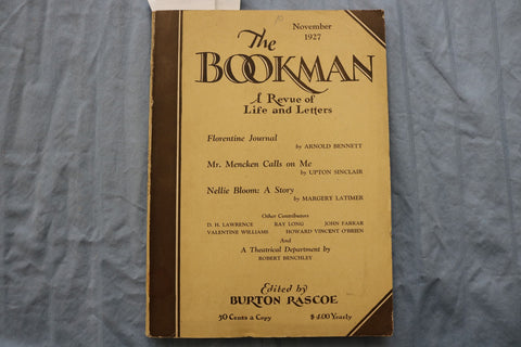 1927 NOVEMBER THE BOOKMAN SOFTCOVER BOOK - UPTON SINCLAIR STORY - K 3204
