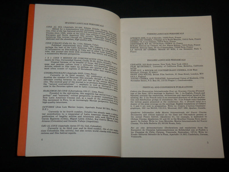 1976 THE NEW LATIN AMERICAN CINEMA BOOK BY JUILIANNE BURTON - J 6604