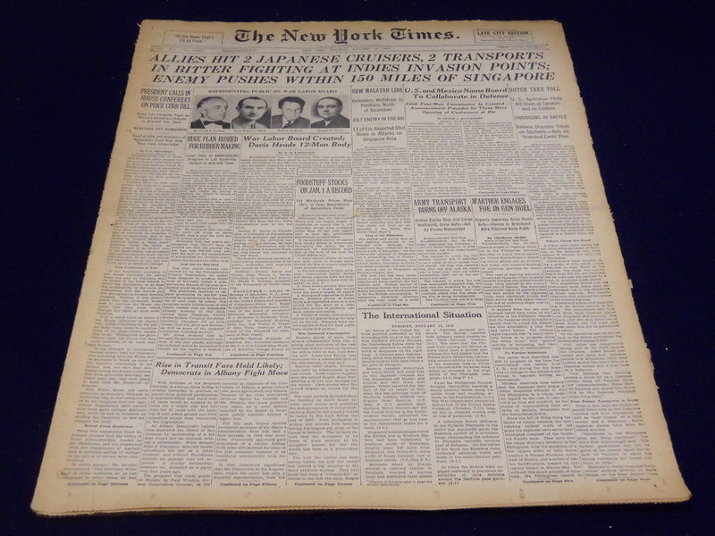 1942 JAN 13 NEW YORK TIMES ALLIES HIT 2 JAPANESE CRUISERS, 2 TRANSPORTS- NT 1534