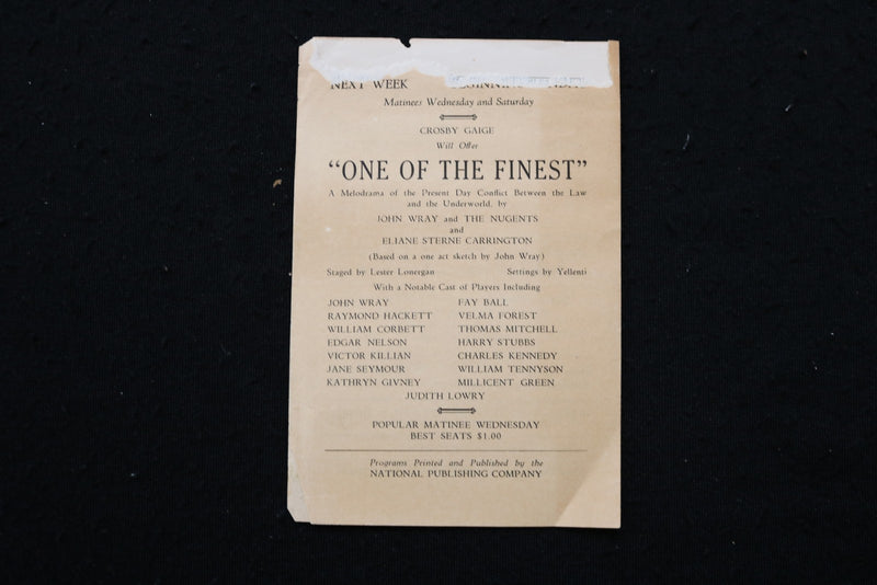 1927 NATIONAL THEATRE PROGRAM - LOT OF 2 - WASHINGTON, D.C. - K 2829