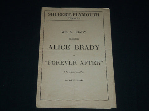 1918-1919 AFTER BROADWAY PROGRAM - ALICE BRADY -SHUBERT-PLYMOUTH THEATRE- J 4084