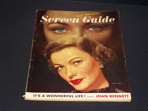1949 JANUARY SCREEN GUIDE MAGAZINE - GENE TIERNEY FRONT COVER - E 14791