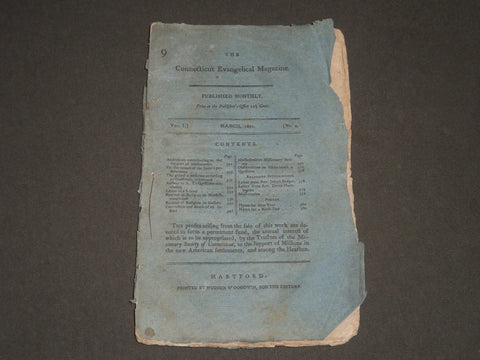 1801 MARCH THE CONNECTICUT EVANGELICAL MAGAZINE VOLUME 1 NO. 9 - J 2534