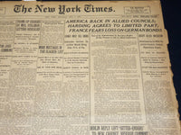 1921 MAY 7 NEW YORK TIMES NEWSPAPER - AMERICA BACK IN ALLIED COUNCILS - NT 7843