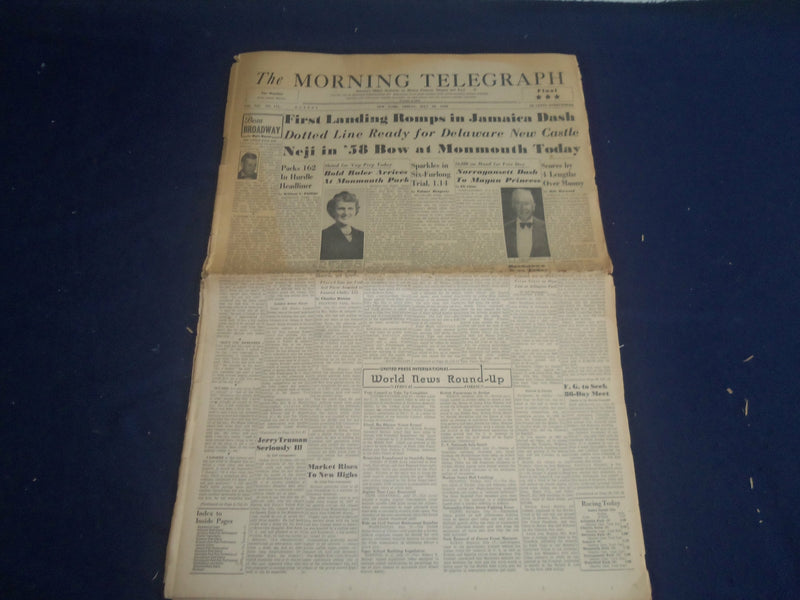1958 JULY 18 THE MORNING TELEGRAPH- FIRST LANDING ROMPS IN JAMAICA DASH- NP 5533