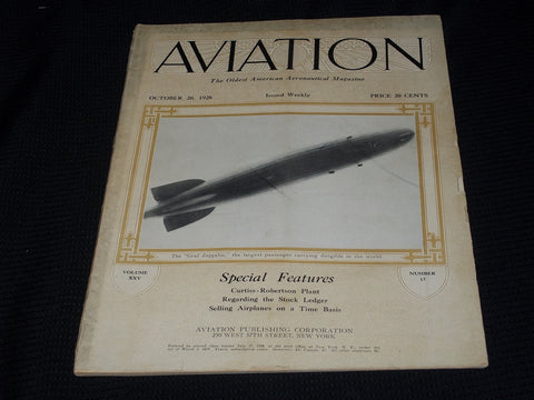1928 OCTOBER 20 AVIATION MAGAZINE - GRAF ZEPPELIN FRONT COVER - E 4221