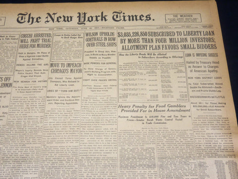 1917 JUNE 23 NEW YORK TIMES NEWSPAPER - MARCONI TELLS NEW WAR HISTORY - NT 7806