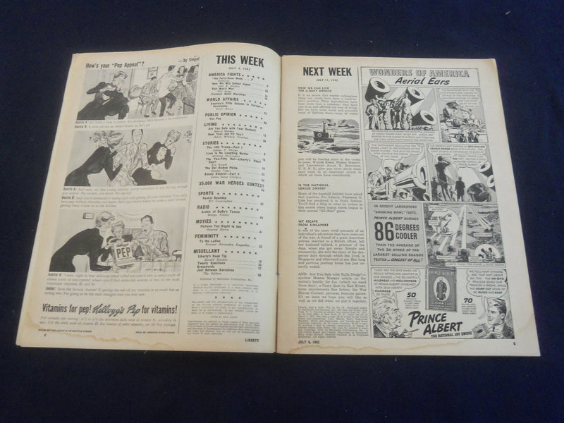 1942 JULY 4 LIBERTY MAGAZINE - GREAT ILLUSTRATED COVER - B 4197O