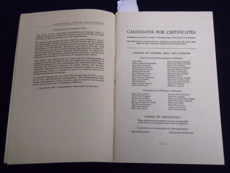 1950 UNIVERSITY OF SOUTHERN CALIFORNIA ANNUAL COMMENCEMENT PROGRAM - J 8799