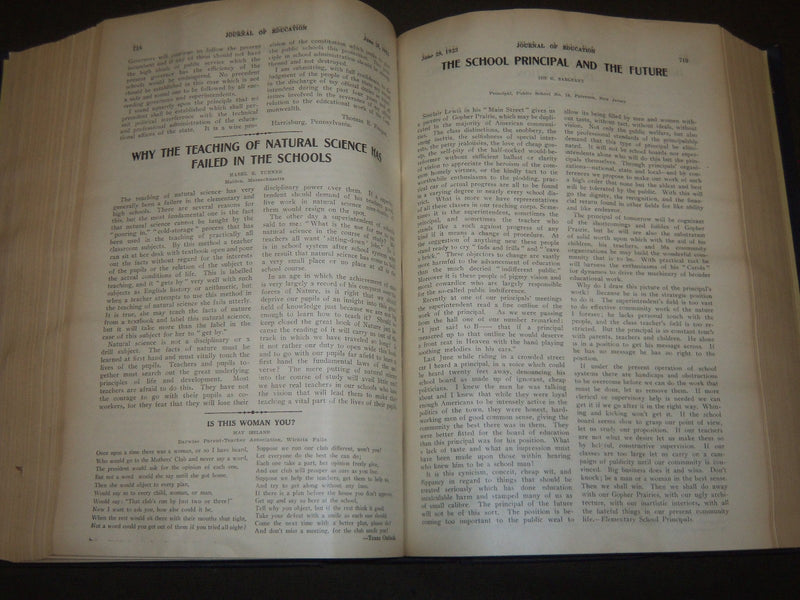 1923 JANUARY-DECEMBER JOURNAL OF EDUCATION BOUND VOLUME - COMPLETE YEAR - R 933